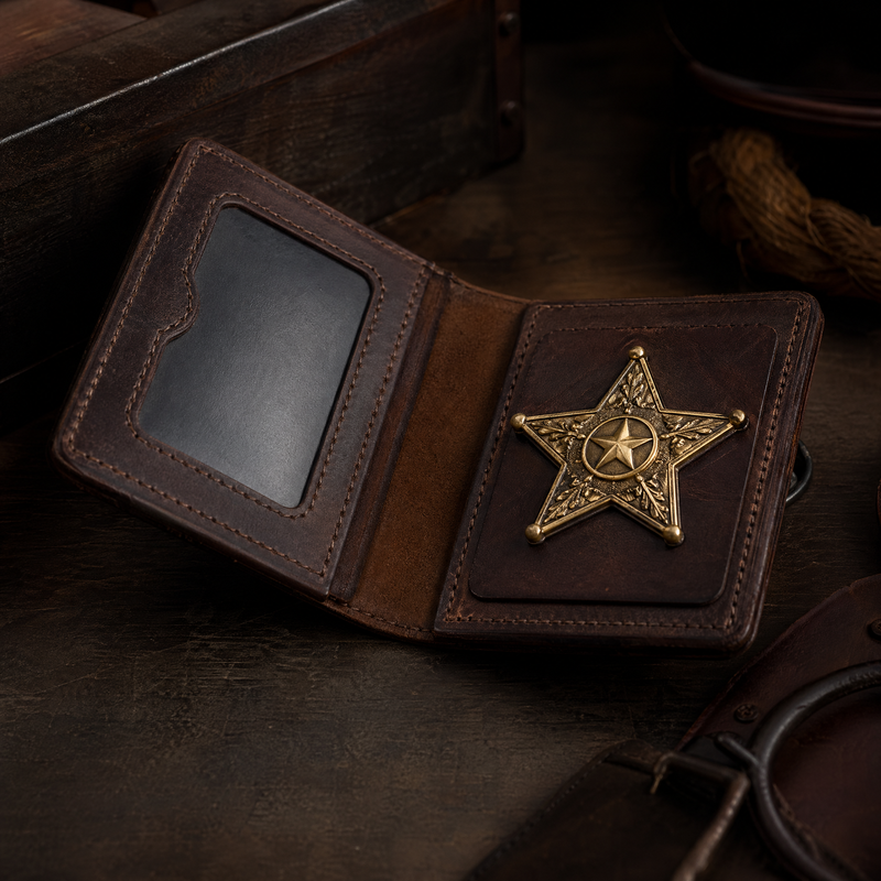 Sheriff badge wallet vs police badge wallet — Bull Sheath Leather