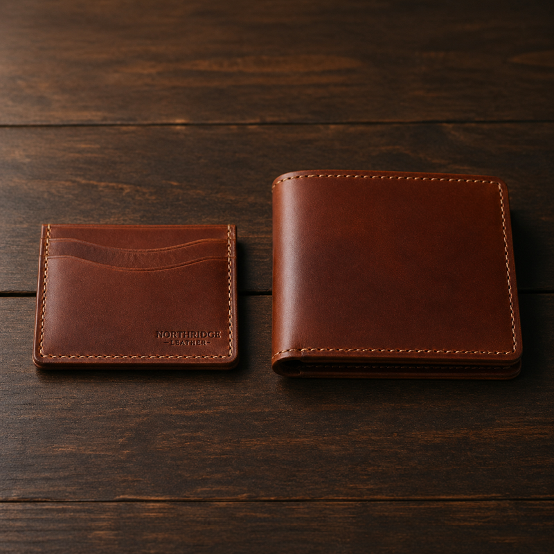 Slim minimalist leather wallet vs traditional bifold wallet — Bull Sheath Leather