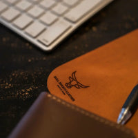 Custom Mouse Pad Leather Personalized Mouse Pads - In Use - Bull Sheath Leather