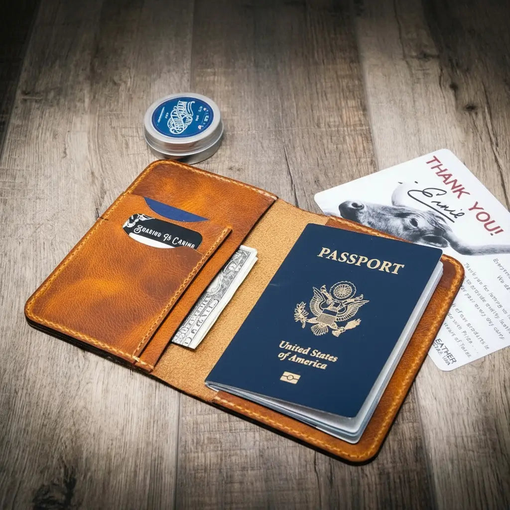 Nomad Leather Passport Holder - Alternate View - Bull Sheath Leather