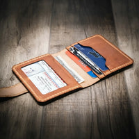 Victory Ladies Minimalist Wallet Saddle Tan - Lifestyle View - Bull Sheath Leather