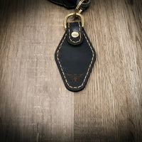 Leather Keychain | Custom Keychain Black - Alternate View - Bull Sheath Leather