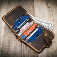 Glory Snap Bifold Wallet - Side Profile - Bull Sheath Leather