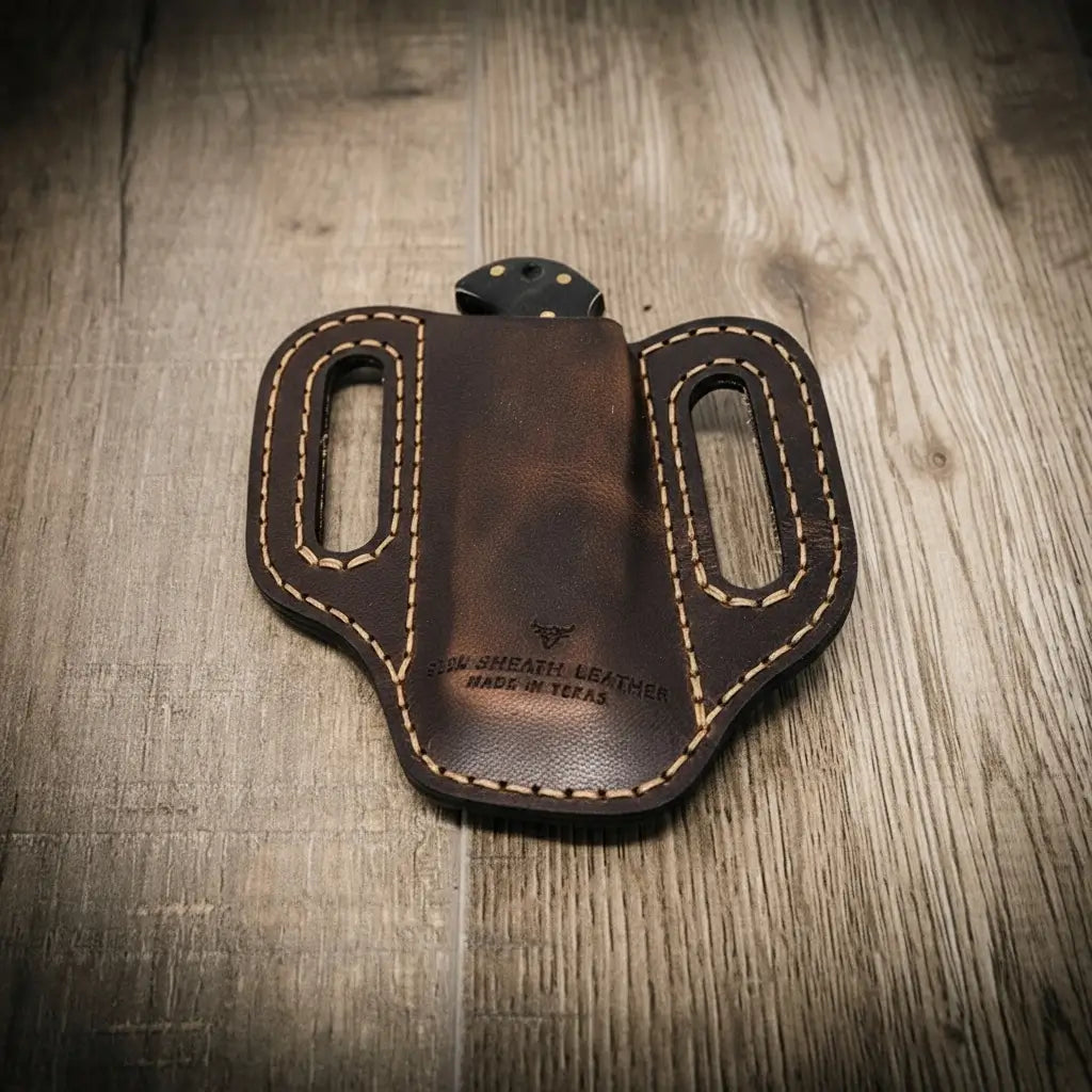 Custom Leather Knife Sheath - Side Profile - Bull Sheath Leather
