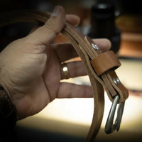 Men's Leather Belt Oak Brown - Side Profile - Bull Sheath Leather