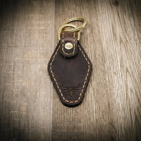 Leather Keychain | Custom Keychain Walnut - Alternate View - Bull Sheath Leather