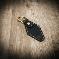Leather Keychain | Custom Keychain Black - Interior View - Bull Sheath Leather