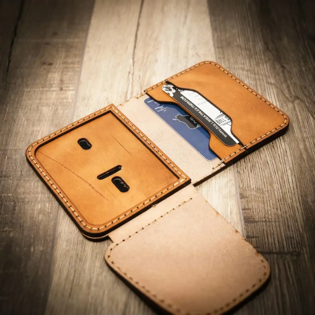 Minimalist Badge Wallet - Side Profile - Bull Sheath Leather