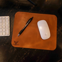 Custom Mouse Pad Leather Personalized Mouse Pads - In Use - Bull Sheath Leather