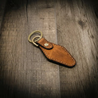 Leather Keychain | Custom Keychain Saddle Tan - Interior View - Bull Sheath Leather