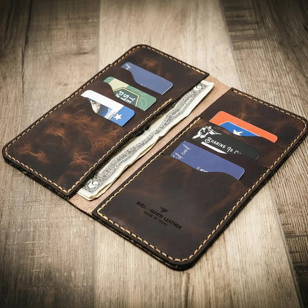 Western Leather Long Wallet - Walnut
