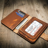 Badge Vertical Wallet Chestnut - Lifestyle View - Bull Sheath Leather
