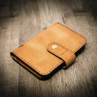 Badge Vertical Wallet Saddle Tan - Alternate View - Bull Sheath Leather