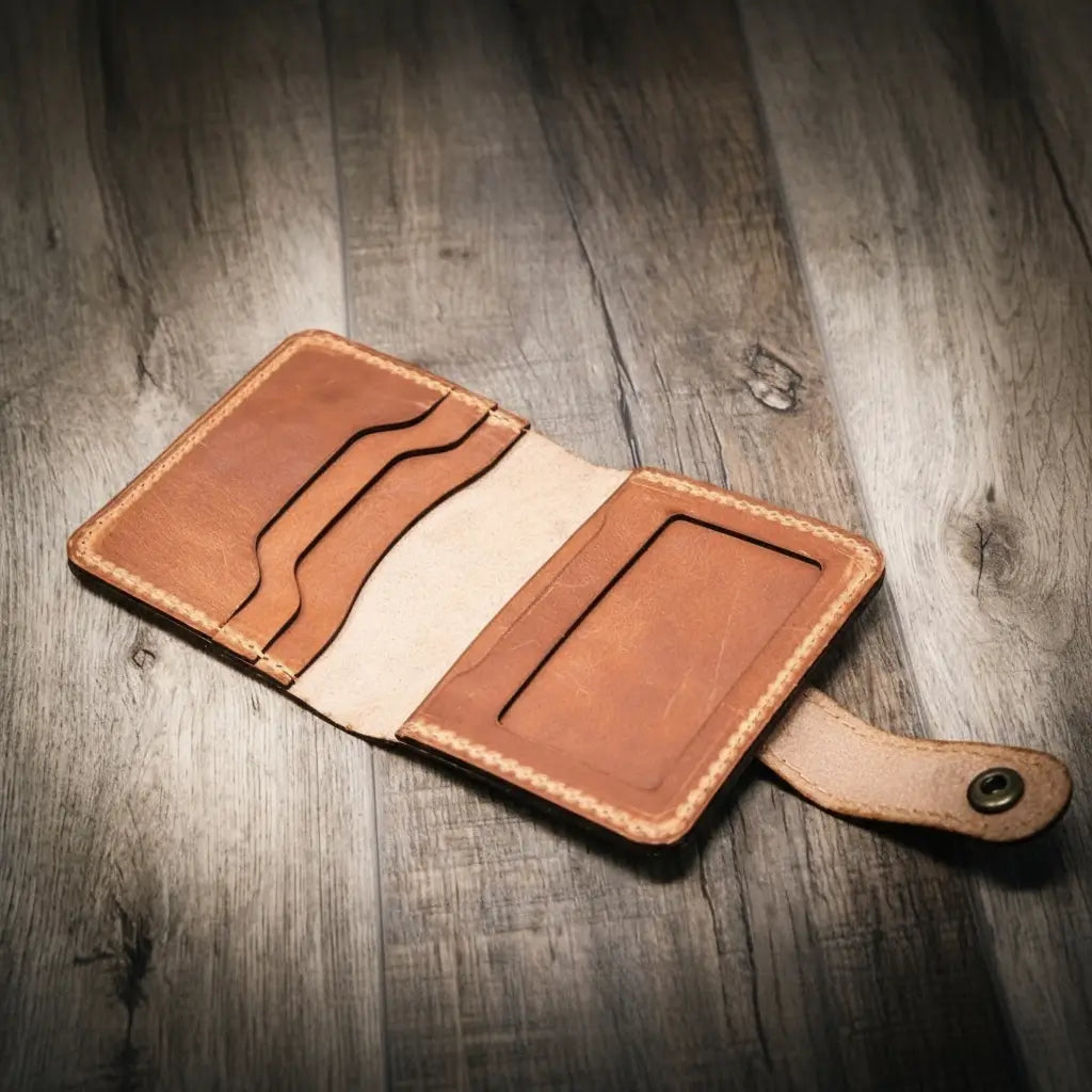 Victory Ladies Minimalist Wallet Saddle Tan - Alternate View - Bull Sheath Leather