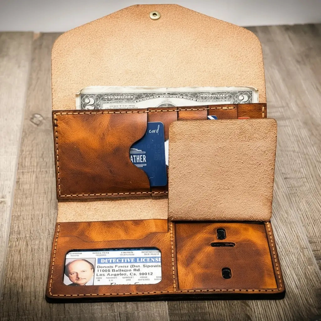 Badge Clutch Wallet - Alternate View - Bull Sheath Leather