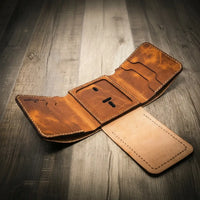 Badge Trifold Wallet - Alternate View - Bull Sheath Leather