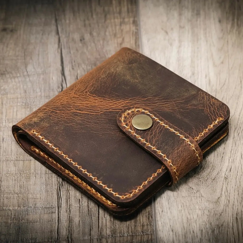 Glory Snap Bifold Wallet - Handmade Full-Grain Leather by Bull Sheath Leather
