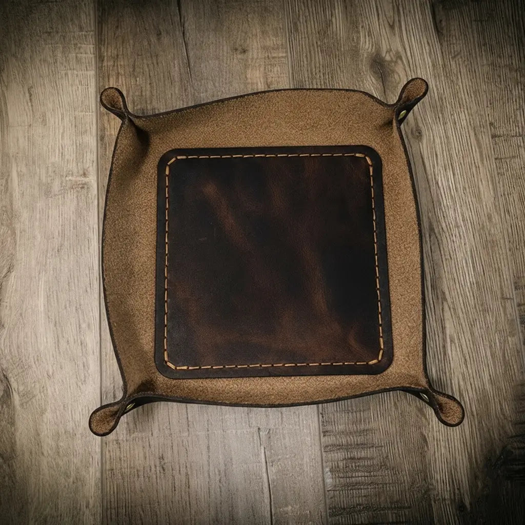 Valet Tray - Side Profile - Bull Sheath Leather
