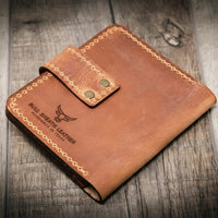 Victory Ladies Minimalist Wallet Saddle Tan - Side Profile - Bull Sheath Leather
