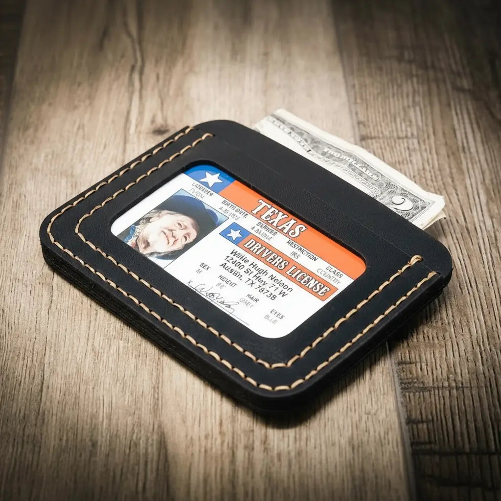 Black Leather Minimalist Wallet
