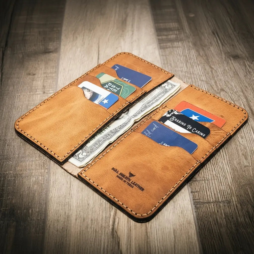 Brown Leather Western Long Wallet
