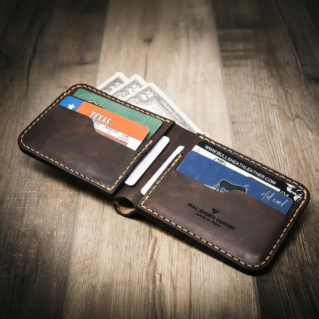 Western Bifold Wallet Bull Sheath Leather
