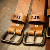Men's Leather Belt Black - Monogram Personalization Option - Bull Sheath Leather
