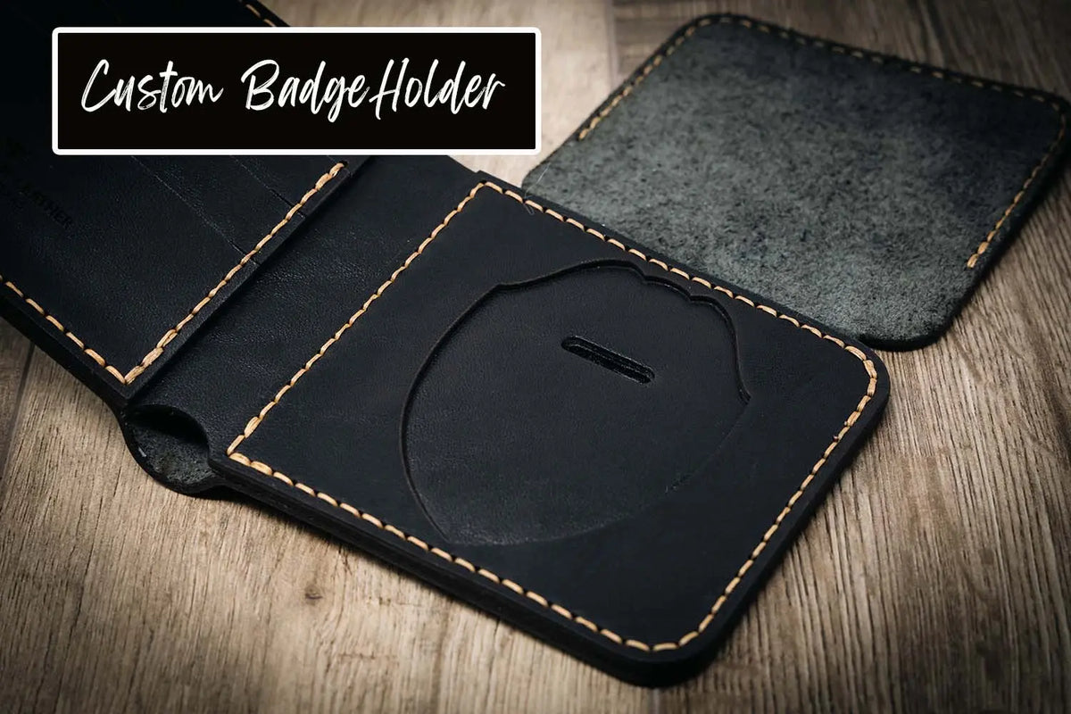 Custom Badge Cutout Bull Sheath Leather