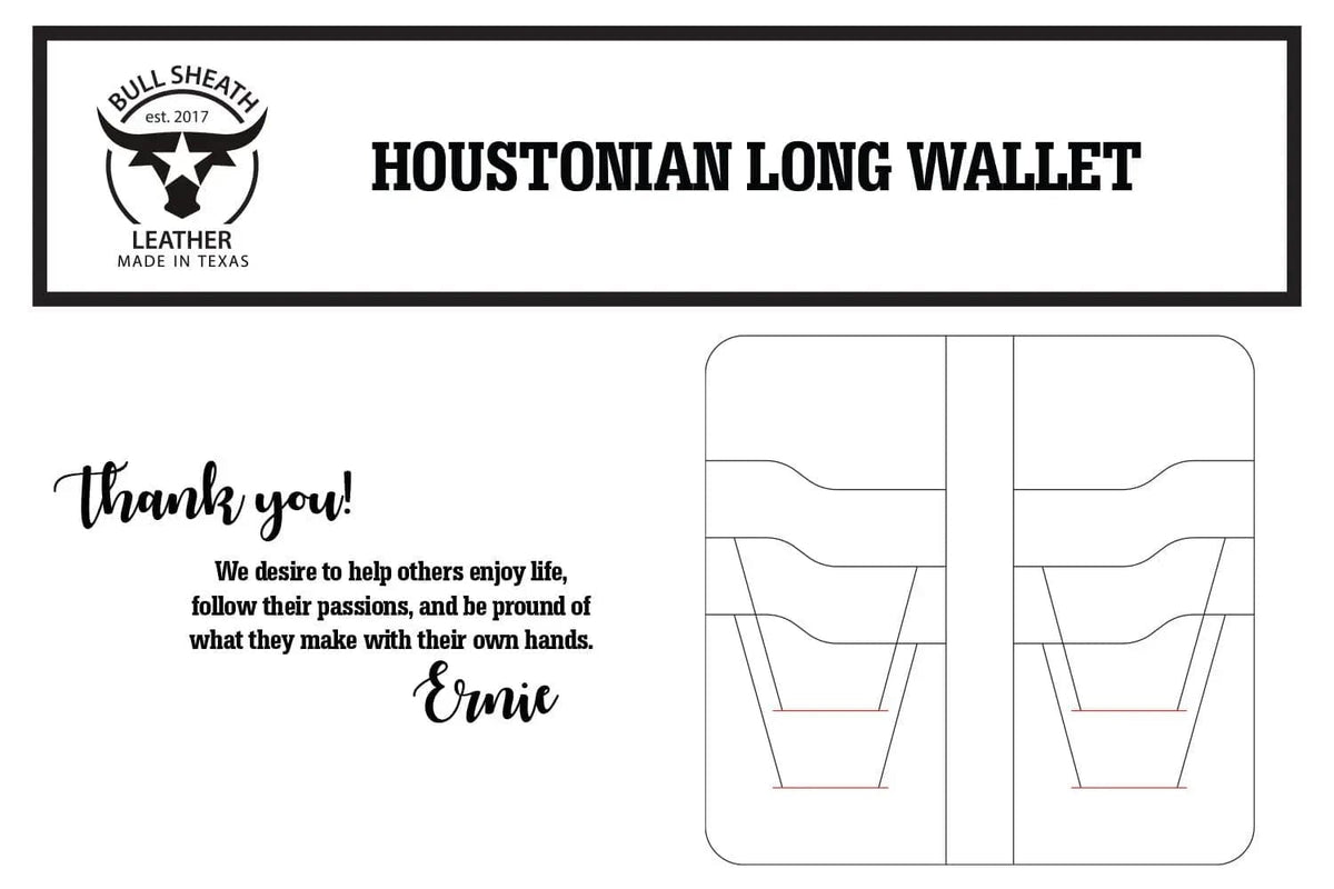 Houstian Long Wallet Leather Crafting Pattern - Bull Sheath Leather