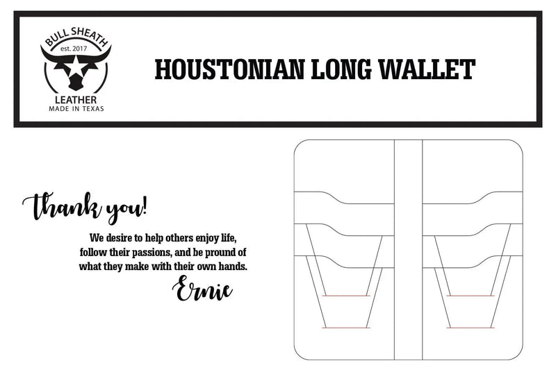 Houstian Long Wallet Leather Crafting Pattern - Bull Sheath Leather