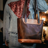 The Naomi Leather Tote Bag - Open View - Bull Sheath Leather