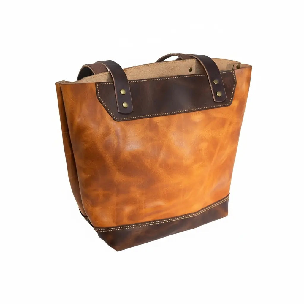The Naomi Leather Tote Bag - Open View - Bull Sheath Leather