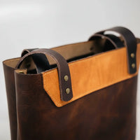 The Naomi Leather Tote Bag - Open View - Bull Sheath Leather