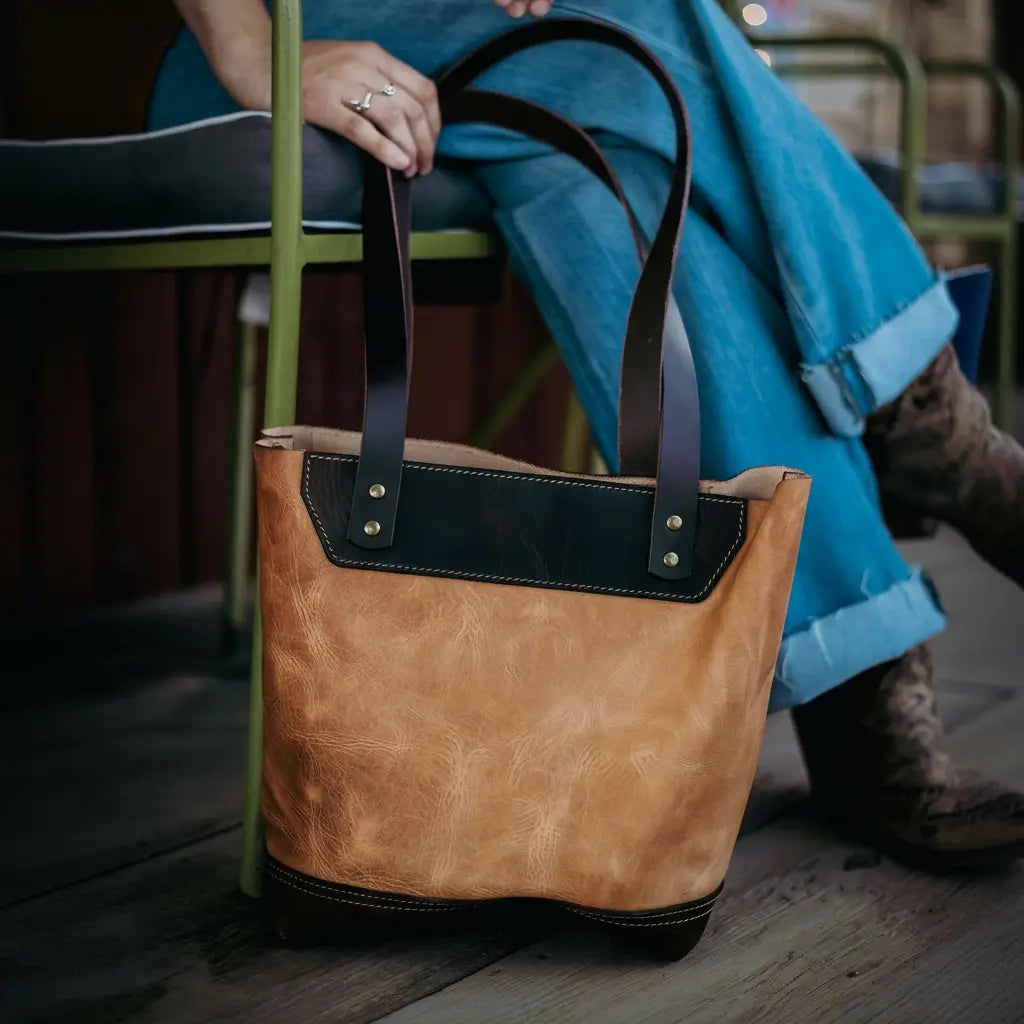 The Naomi Leather Tote Bag - Open View - Bull Sheath Leather